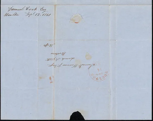 Samuel Cook to Samuel Warner, 13 September 1851