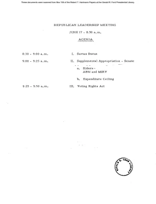 White House - Congressional Leadership Meeting, 6/17/69 (includes minutes)