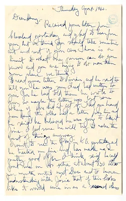 Letter from Mary Jane Truman to Harry S. Truman