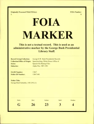 George Bush Schedule 1/83 - 2/92 [OA 8487] [1]