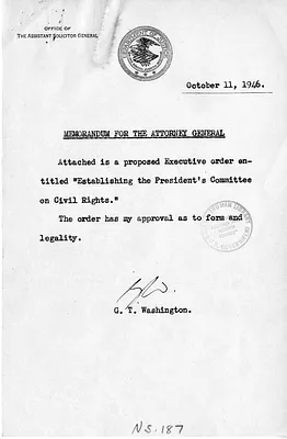 Memorandum from G. T. Washington to Attorney General Tom Clark with Attachment
