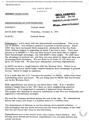 October 4, 1973 - Cabinet Meeting