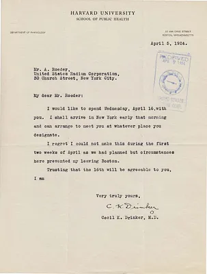 Letters Received to A. Roeder, April 5, 1924