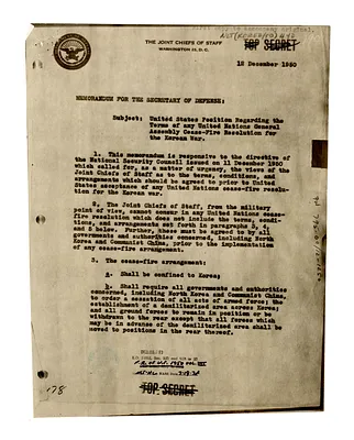 Memorandum from Chairman of the Joint Chiefs of Staff General Omar Bradley to the Secretary of Defense with Related Material