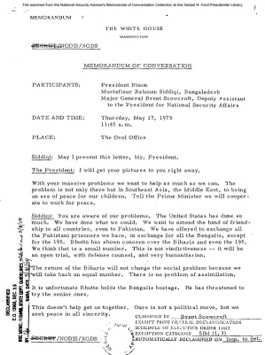 May 17, 1973 - Nixon, Mustafizur Rahman Siddiqi (Bangladesh)