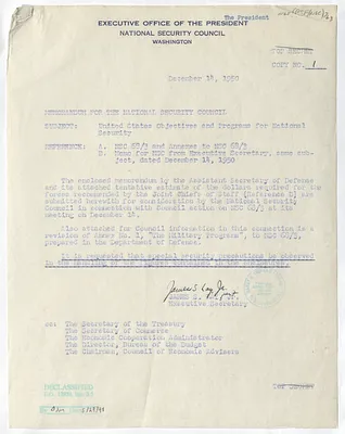Memorandum from James S. Lay, Jr. to the National Security Council with Attachments