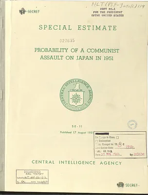 Report, Central Intelligence Agency, Probability of a Communist Assault on Japan in 1951, Special Estimate 11