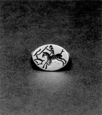 Ring Engraved with a Hunter on Horseback
