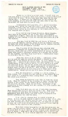 Press Release, Speech of President Harry S. Truman, Lima, Ohio