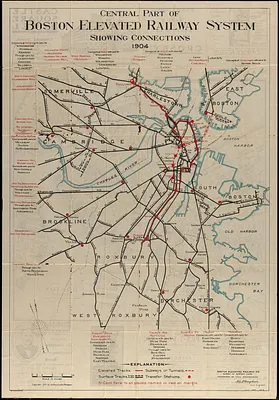 Central part of Boston Elevated Railway system showing connections
