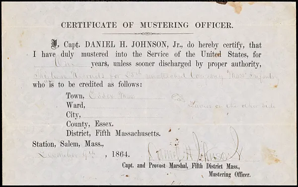 Civil War enlistment paper