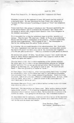 Press Pool Report No. 13, Meeting with PFC Volunteers (El Paso)