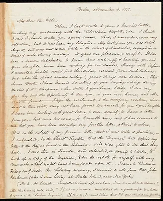 Letter from Samuel May, Boston, to John Bishop Estlin, November 4, 1851