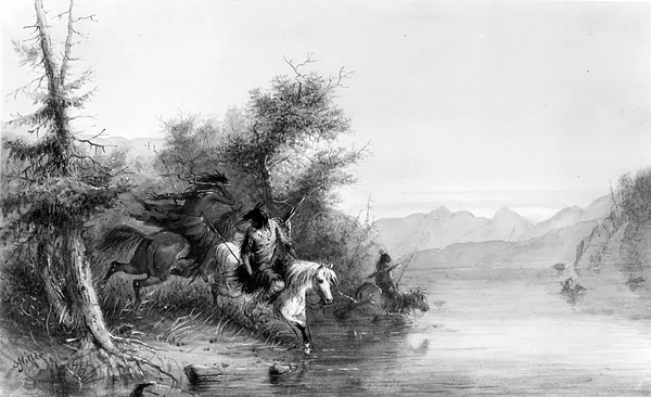 Snake Indians: Fording a River