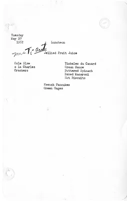 White House Luncheon Menu