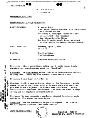April 12, 1975 - Ford, Kissinger, Ambassador Daniel Patrick Moynihan (UN)