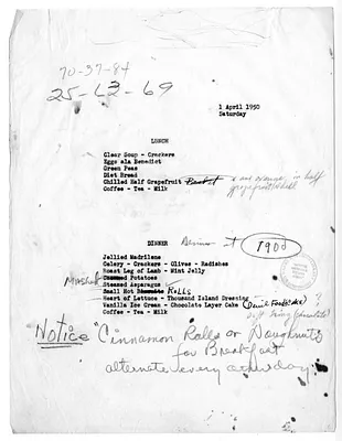 Menu for President Harry S. Truman's  Visit to Key West, Florida