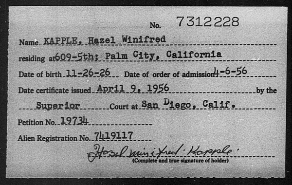 Kapple, Hazel Winifred - 1956