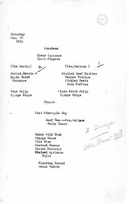 White House Luncheon and Dinner Menu