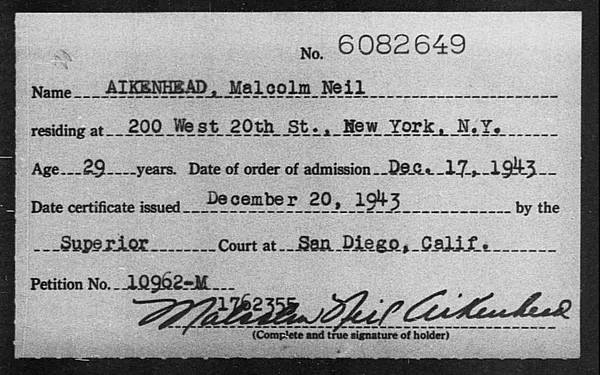 Aikenhead, Malcolm Neil - 1943