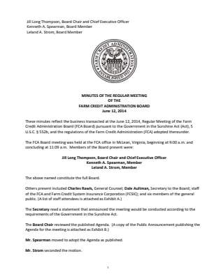 Board Meeting Minutes, June 2014
