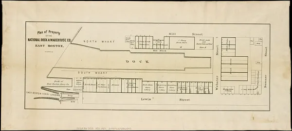 Plan of property of the National Dock & Warehouse Co. East Boston