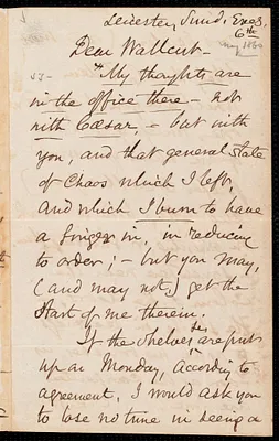 Letter from Samuel May, Jr., Leicester [Mass.], to Robert Folger Wallcut, Sund, Eveg, [May] 6th, [1860]