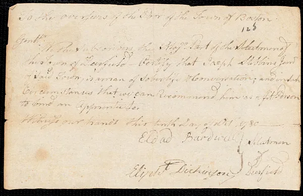 Charles Peirce indentured to apprentice with Joseph Stibbins of Deerfield, 21 February 1781