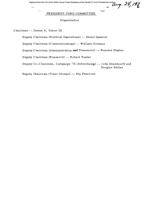 President Ford Committee Organization [Notice to Press]