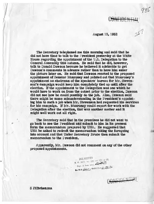 Memorandum of Conversation with Secretary of State Dean Acheson and Donald Dawson