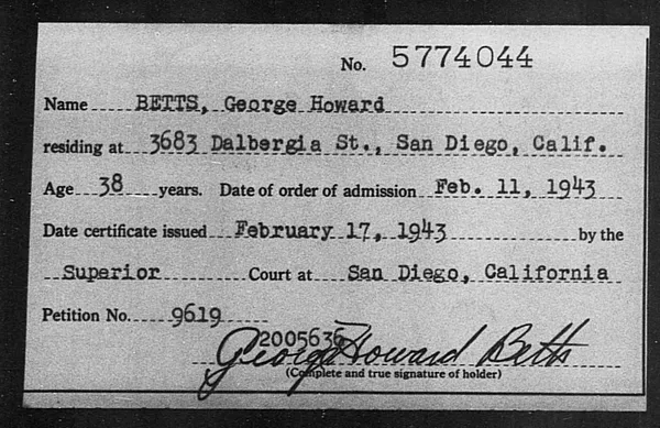 Betts, George Howard - 1943