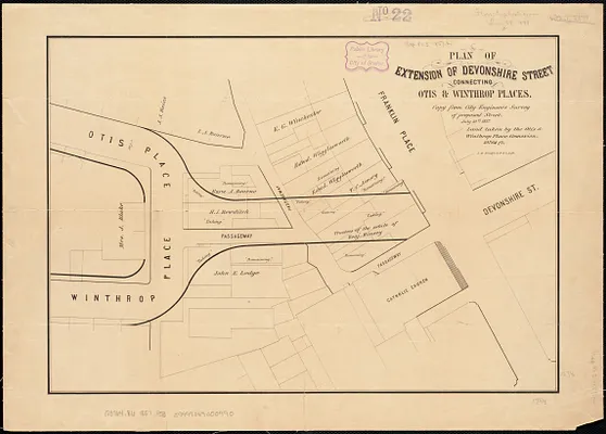 Plan of extension of Devonshire Street connecting Otis & Winthrop Places