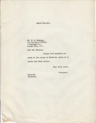 Letters Sent to E.A. Markley, March 5, 1931