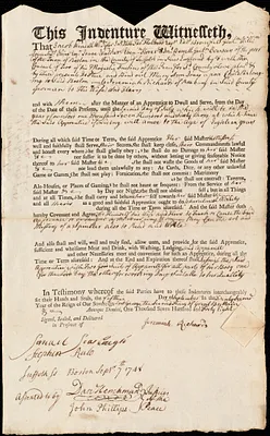 Mary Ann Jones indentured to apprentice with Jeremiah Richards of Roxbury, 5 September 1748