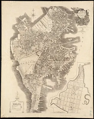Map of Boston in the state of Massachusetts
