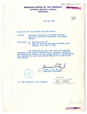 Memorandum from James S. Lay, Jr. to the National Security Council