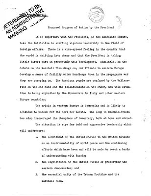 Memorandum, Proposed Program of Action by the President