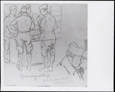 Mess aboard ship S.S. Kroonland by W. Lester Stevens, March 22, 1919