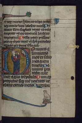 Initial D with David Pointing to His Eye Before the Face of God; Dog in Margins