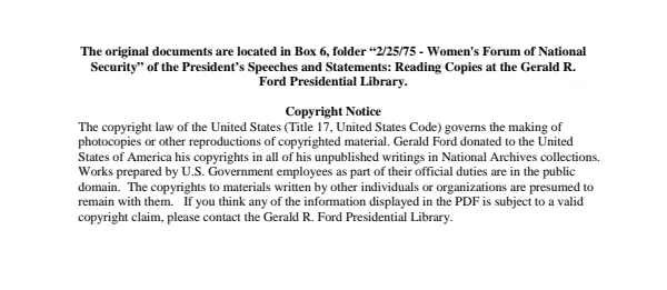 2/25/75 - Women's Forum of National Security