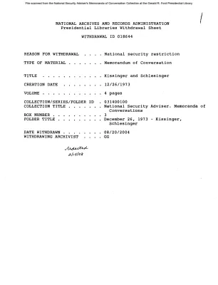 December 26, 1973 - Kissinger, Schlesinger