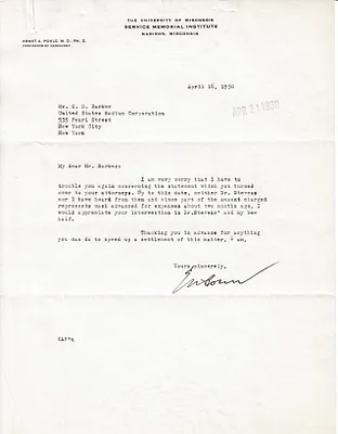 Letters Received to H.H. Barker, April 16, 1930