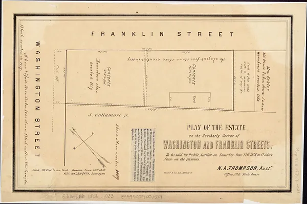 Plan of the estate on the southerly corner of Washington and Franklin Streets