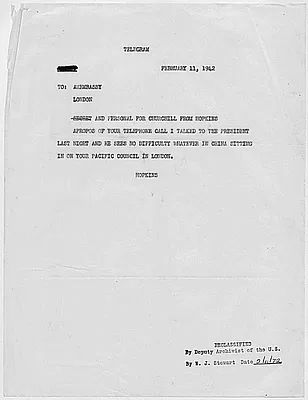 Hopkins to Winston Churchill