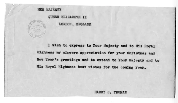 Correspondence Between President Harry S. Truman and Queen Elizabeth II