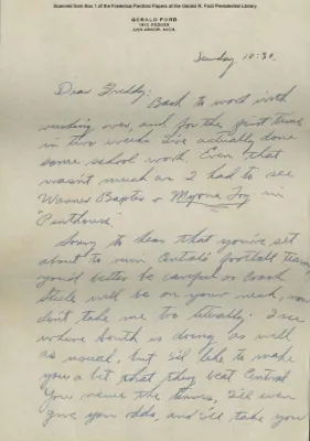 Ford, Gerald R. Letter, 10/08/1933