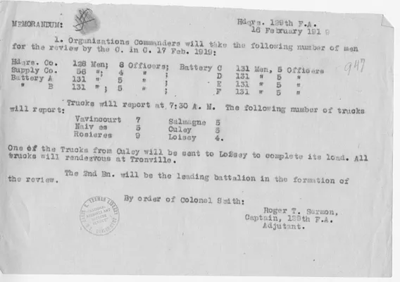 Memorandum from Captain Roger T. Sermon