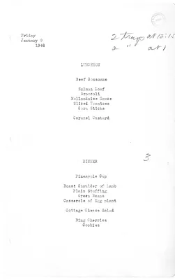 White House Luncheon and Dinner Menu