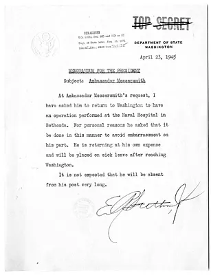 Memorandum from Secretary of State Edward Stettinius to President Harry S. Truman