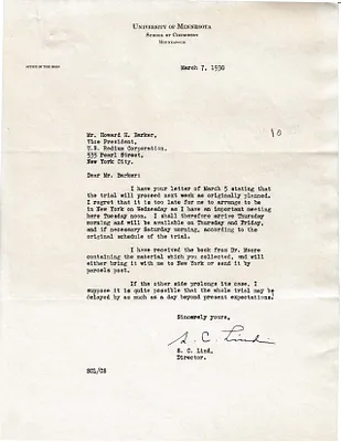 Letters Received to Howard H. Barker [H.H. Barker], March 7, 1930